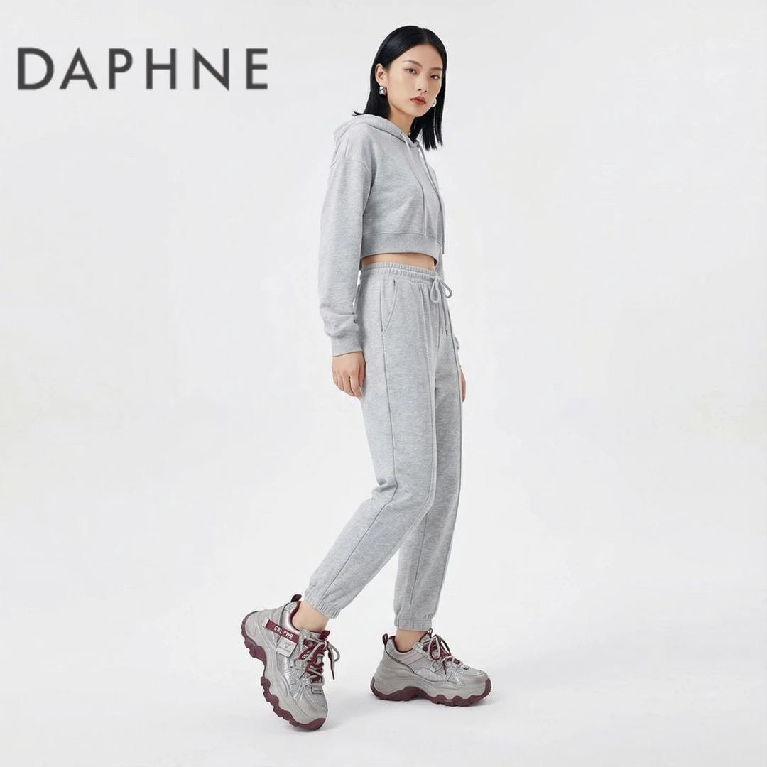 【宋茜代言】达芙妮新款厚底增高极简风时尚百搭加绒舒适老爹鞋zb