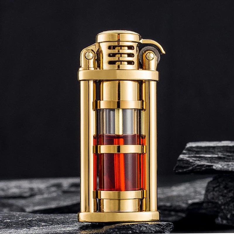 适用佐罗原装652透明可视油仓煤油打火机网红款翻盖式高档礼盒男