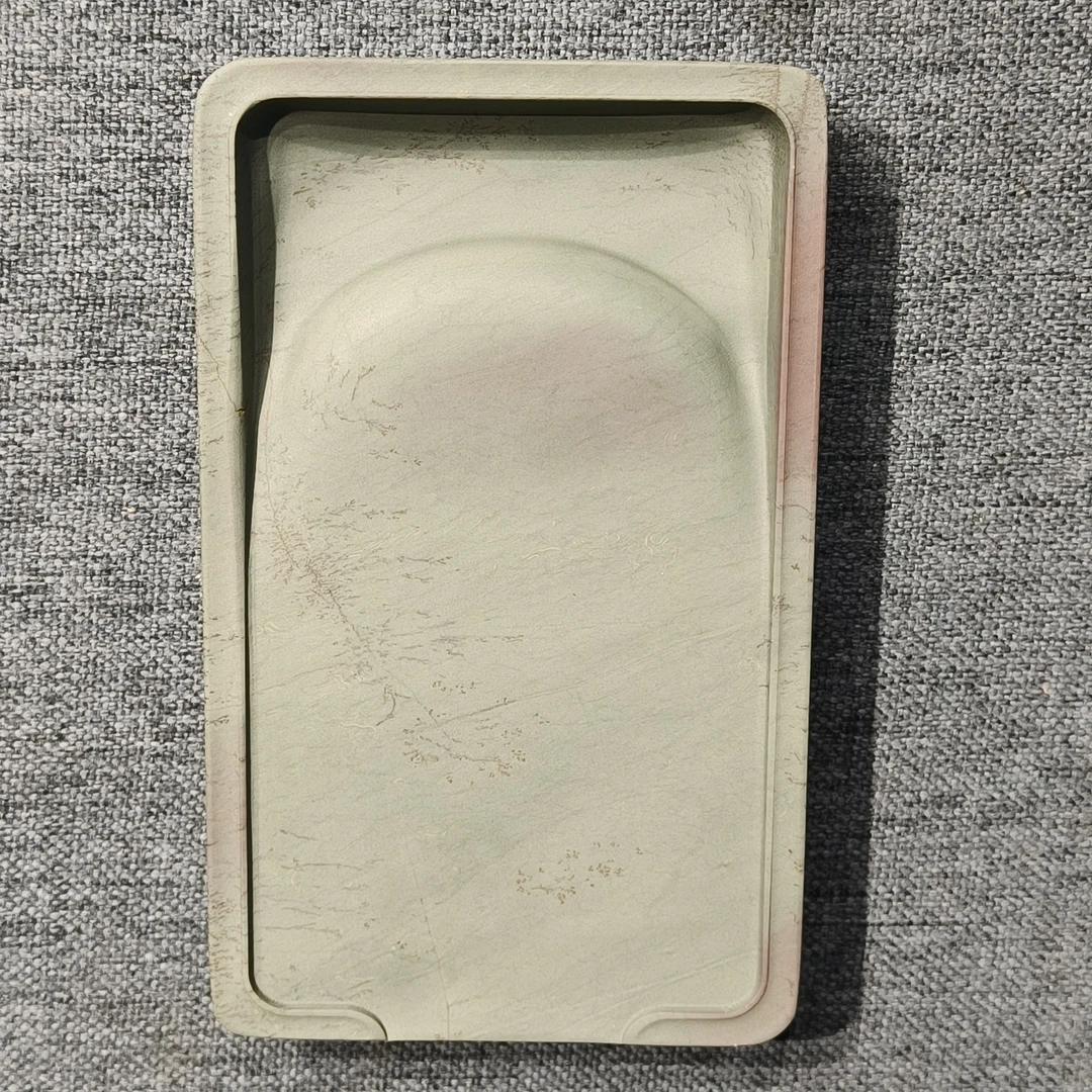 甘肃洮砚，西江双色柳叶边淌池砚，尺寸12.7*7.8*1.9厘米