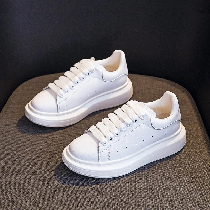 真皮麦昆小白鞋女2025新款白色休闲板鞋ins潮春夏厚底百搭运动鞋