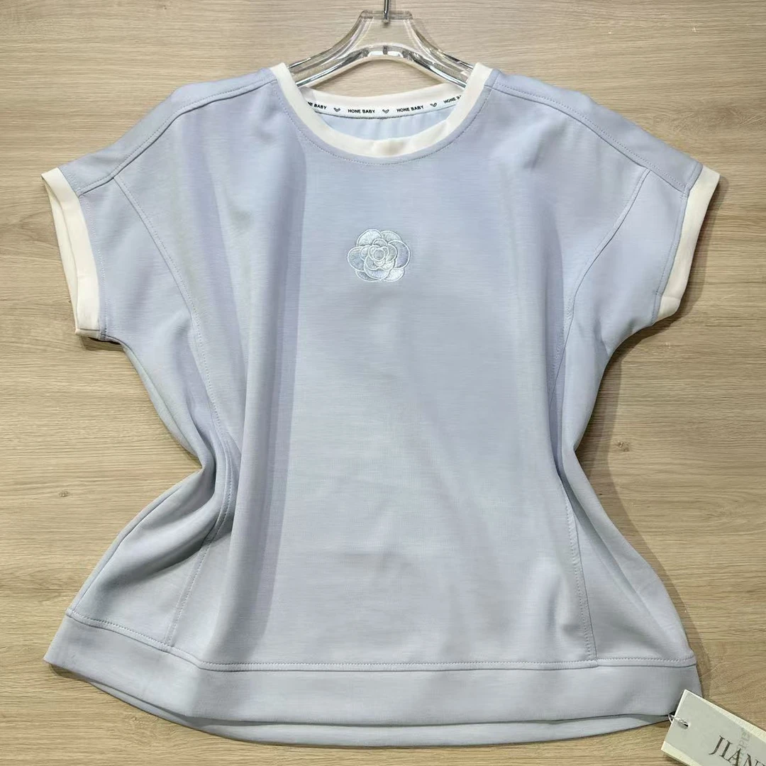 XSY718 (聚水潭)短袖圆领简约T恤运动风舒适休闲透气女士短袖