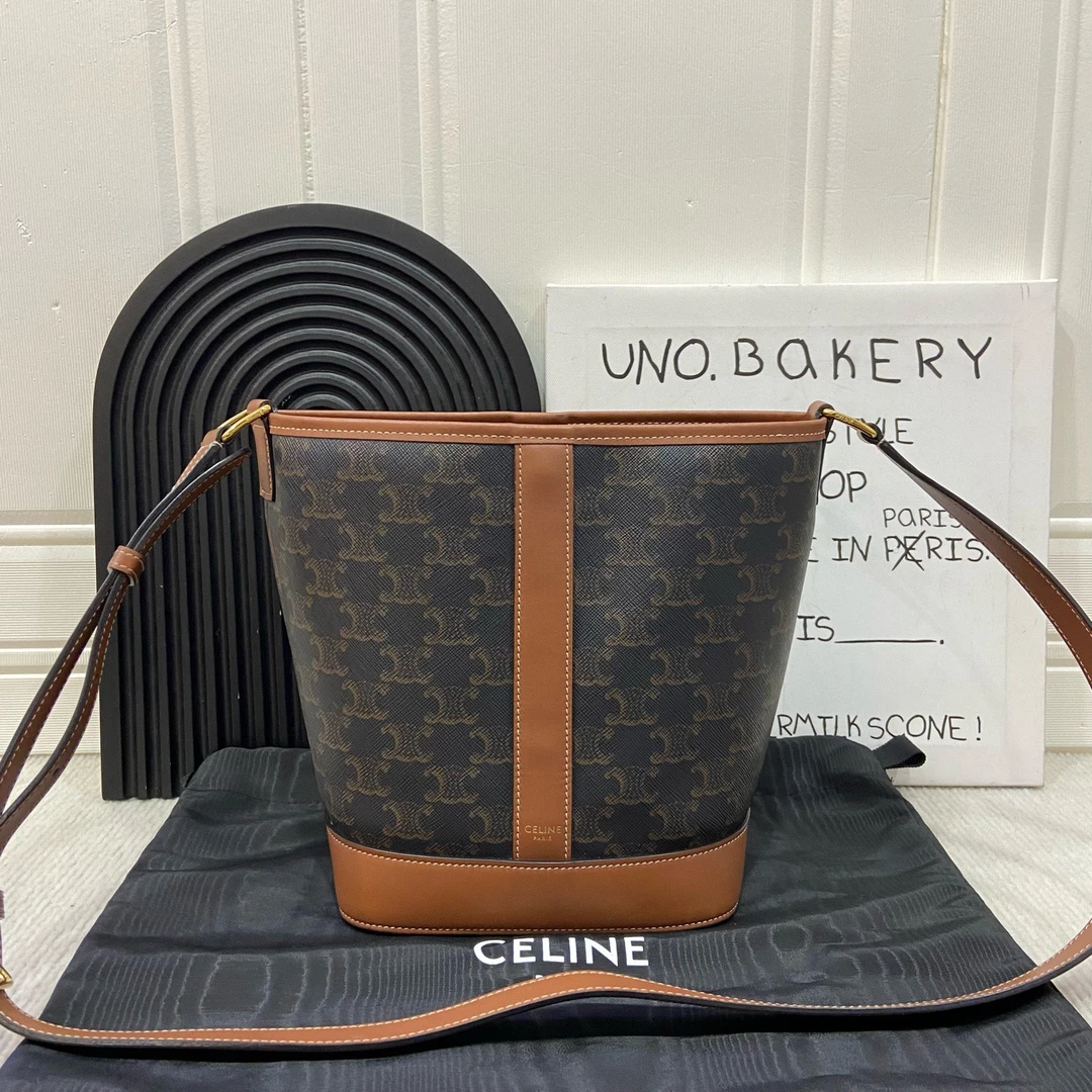 95新 Celine/思琳 老花凯旋门水桶小号