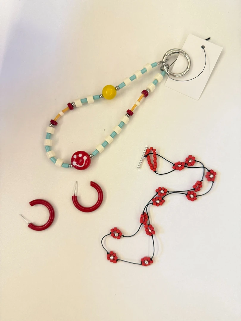 合金耳饰 HJE69   简韩合金红色耳环