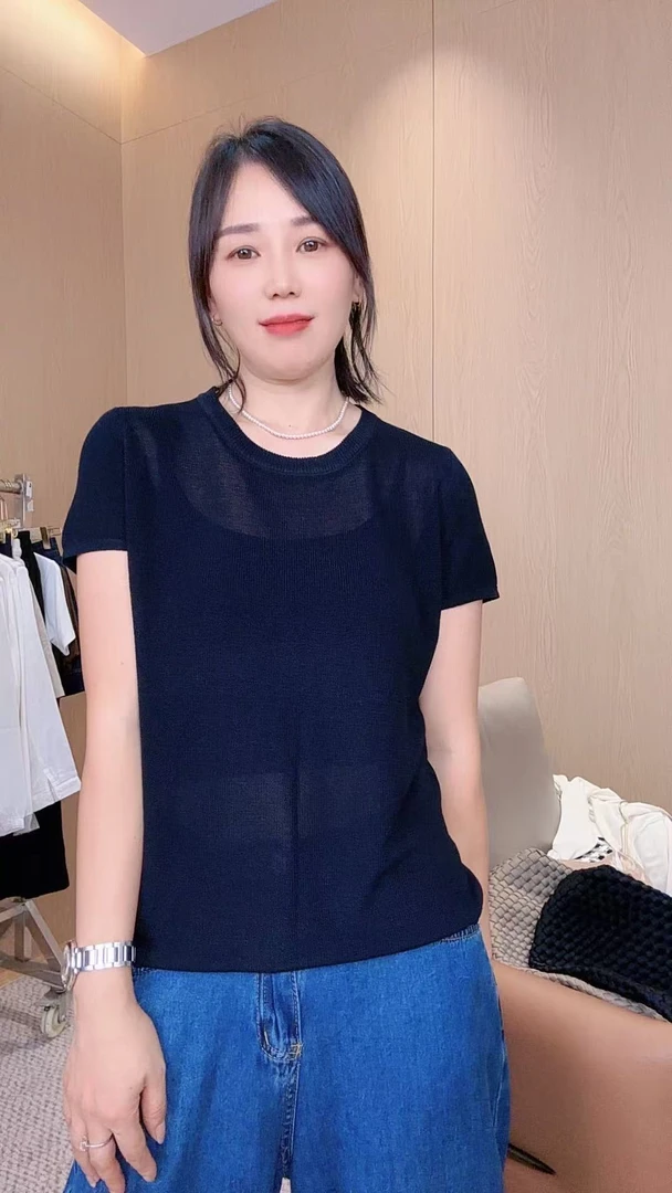 和纸纱  夏季新款凉感宽松松弛感显瘦短袖上衣 A8870