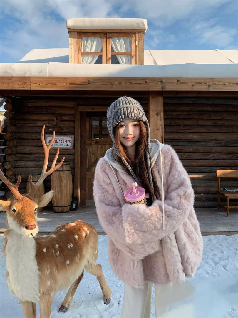 JJ Clothing【都市岛屿】冬季新款卫衣帽毛毛外套-58083