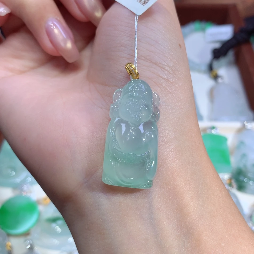 翡翠18K金镶嵌吊坠(不含链)