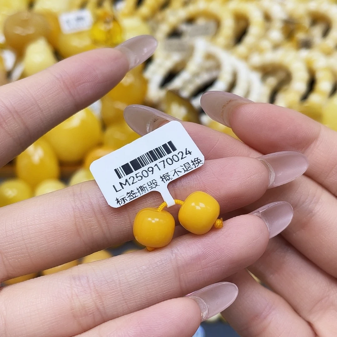 蜜蜡未镶嵌裸石老型对珠9.3✖️8mm福利