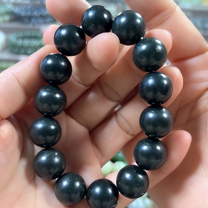 和田玉手链未镶嵌新疆黑青卡16