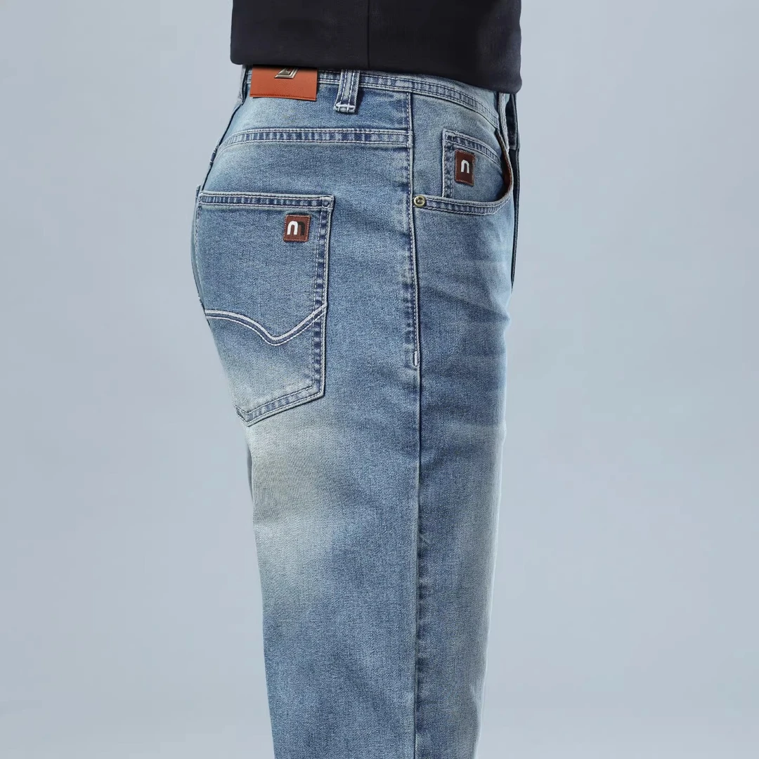 夏季轻奢男士棉弹牛仔裤合体直筒2025年新款百搭轻商务休闲长裤子