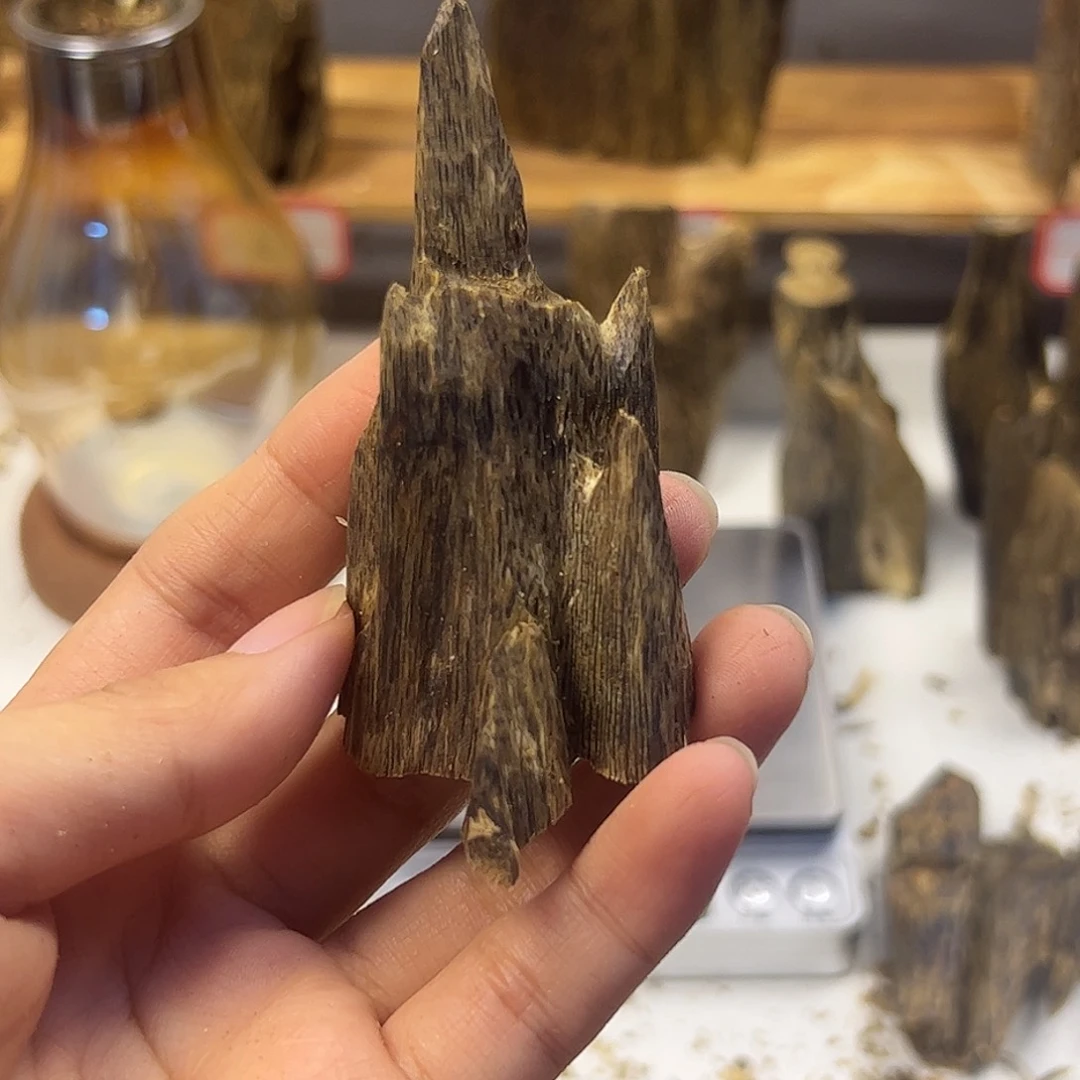 沉香沉香碎屑乌身圆叶 精致小摆 11.2克