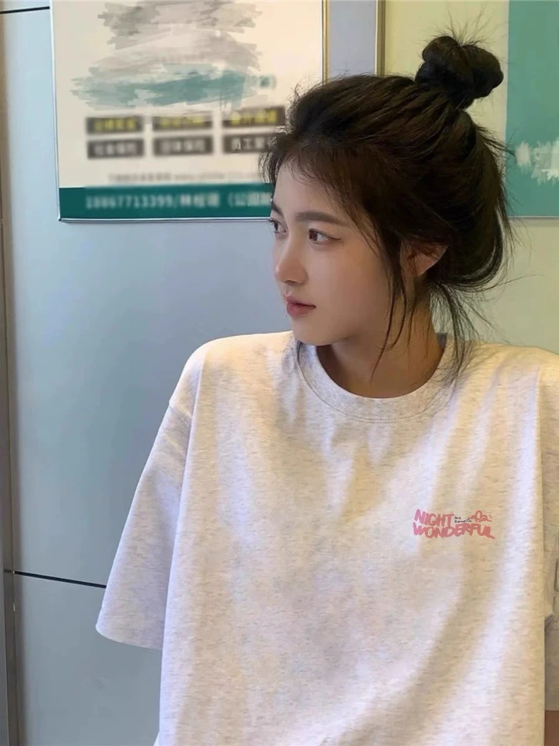 美式复古潮牌时尚短袖t恤女夏季2025新款宽松设计感小众半袖上衣