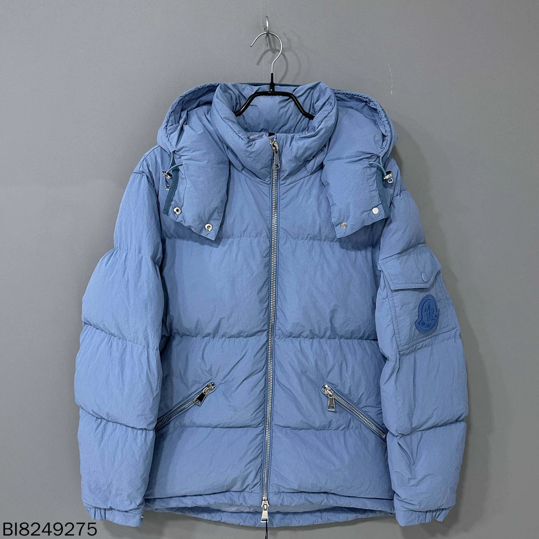 99新 MONCLER maire版型雾霾蓝连帽羽绒服/1码/49275