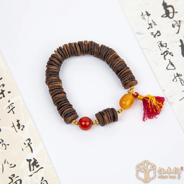 沉香【落日余晖】海南莺歌绿奇楠·药片沉香手串（多样性发一）