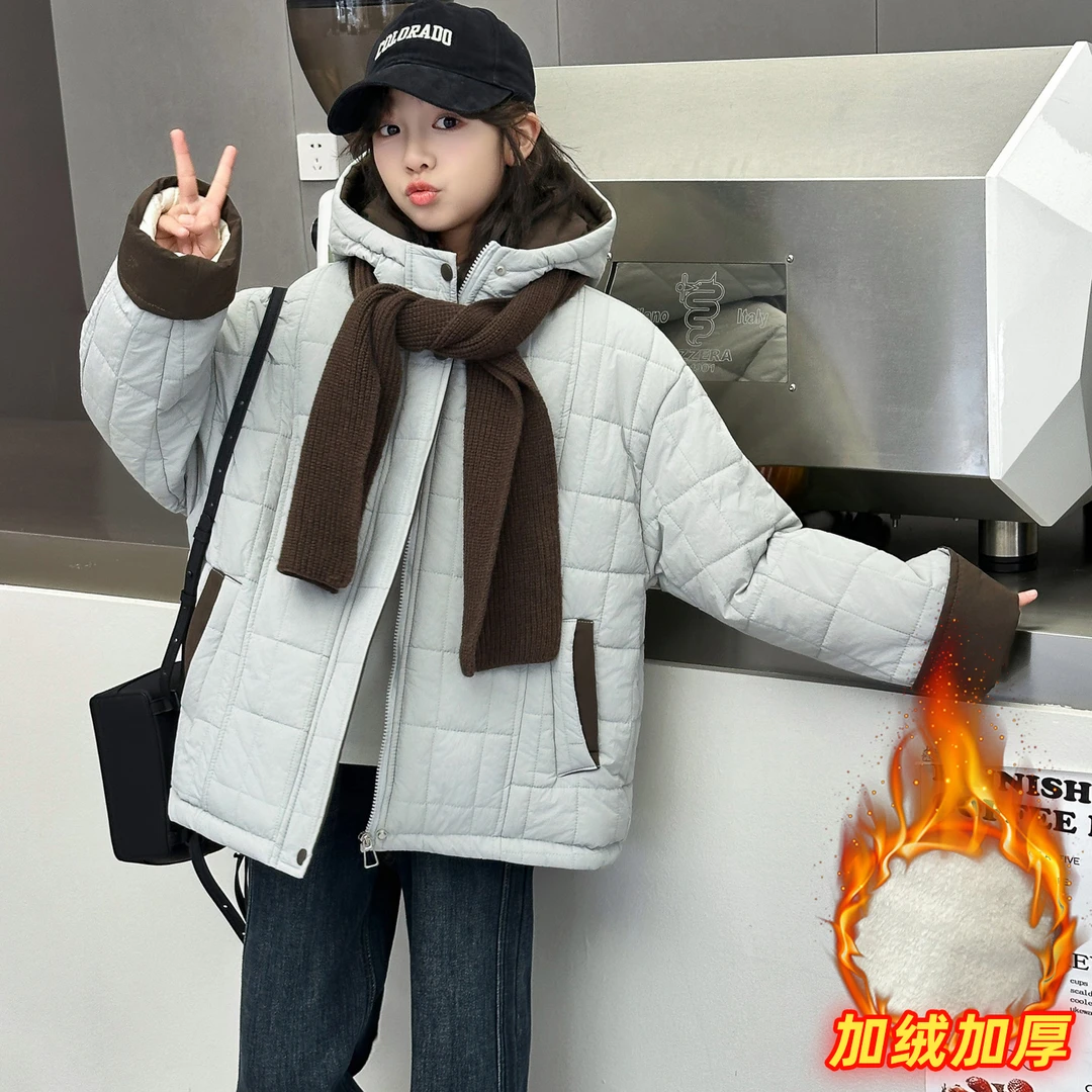 女童冬装夹棉外套2025新款韩版洋气时髦棉服中大儿童秋冬加厚棉衣