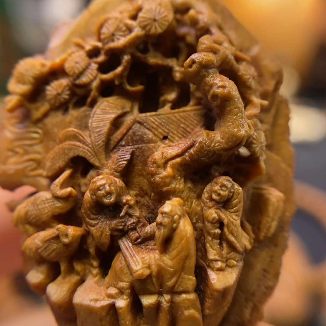 潍坊核雕桃核雕刻琴韵