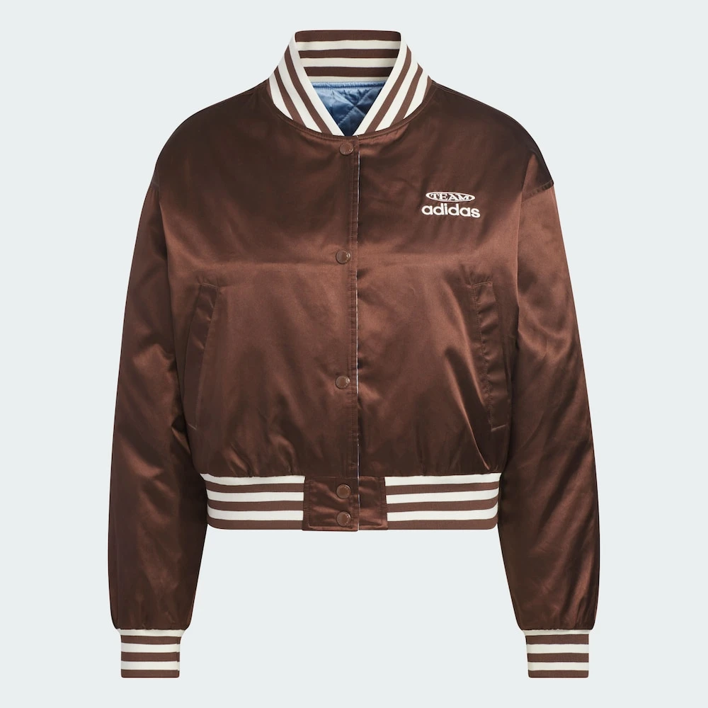 Adidas三叶草TEAM CROPPED 琥珀流光双面穿保暖运动棉服KC5815 S