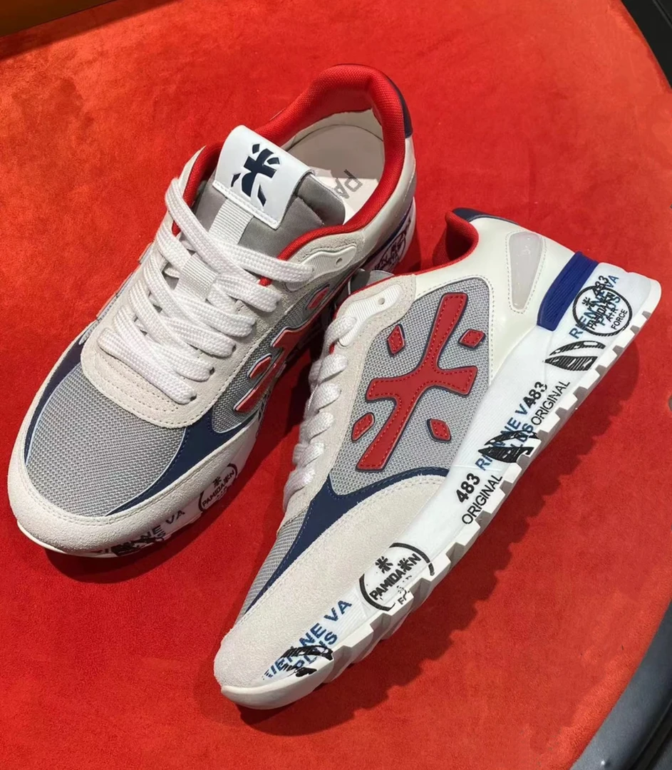 新品欧货高档斯丹Sidan品牌男鞋2025新款百搭潮牌米字鞋男士拼色