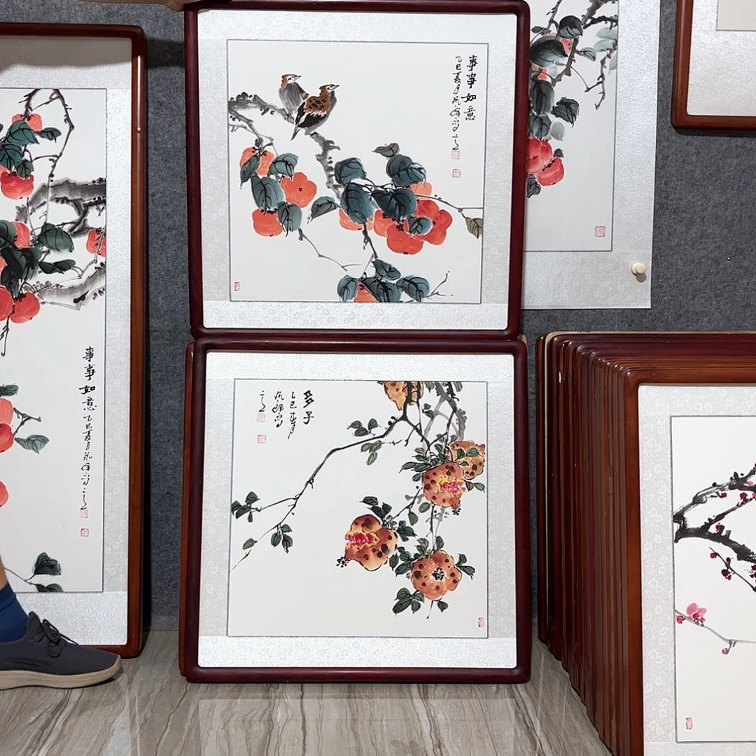 国画书画作品带框63×63