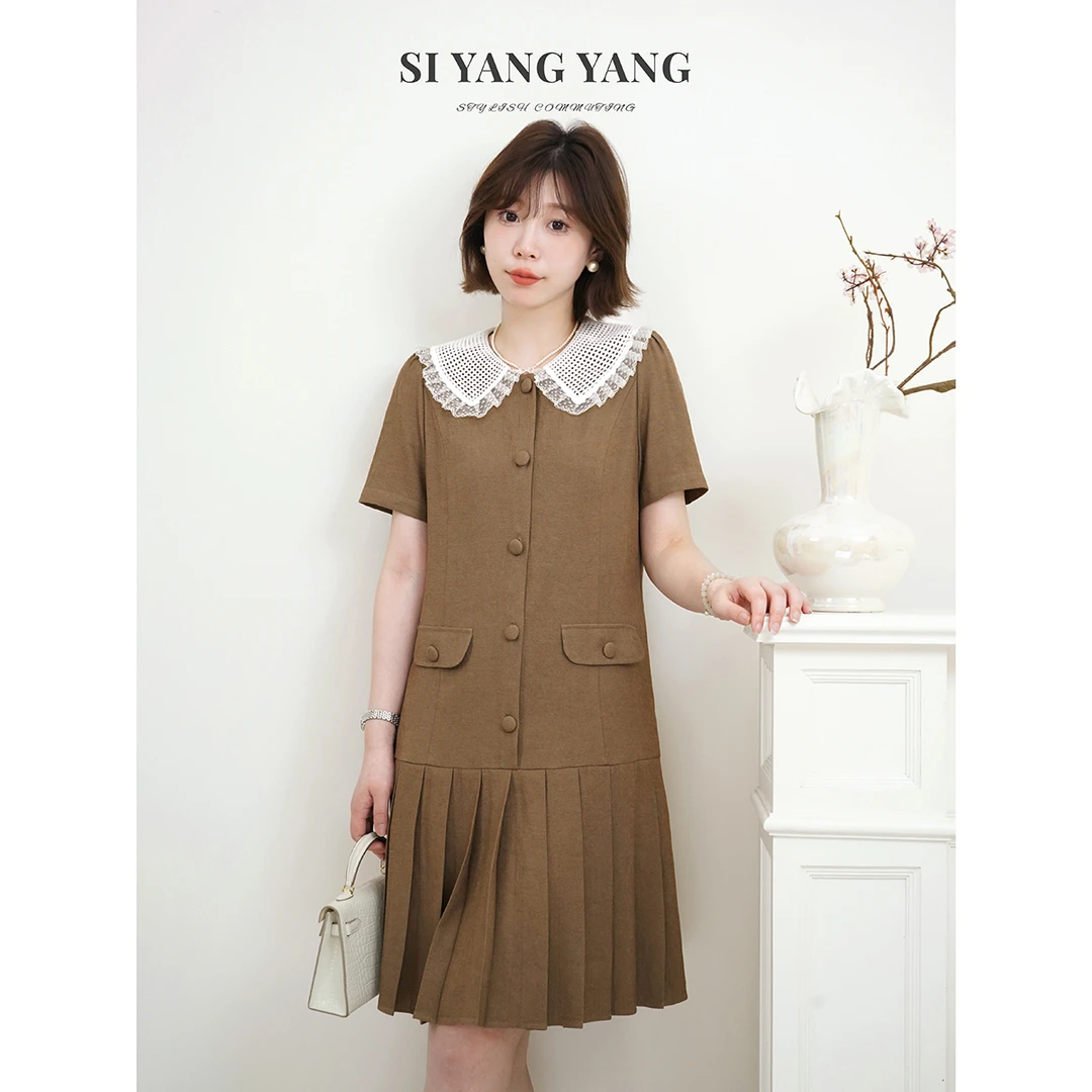 SIYANG粘麻混纺新款减龄通勤百搭连衣裙LYQ504A054SYY