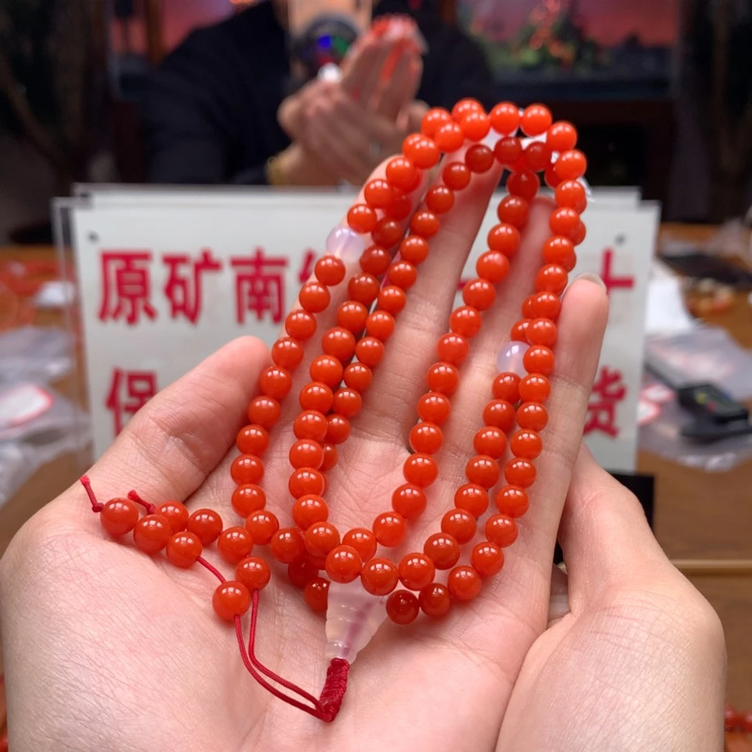 南红玛瑙串未镶嵌西山杨柳6mm+