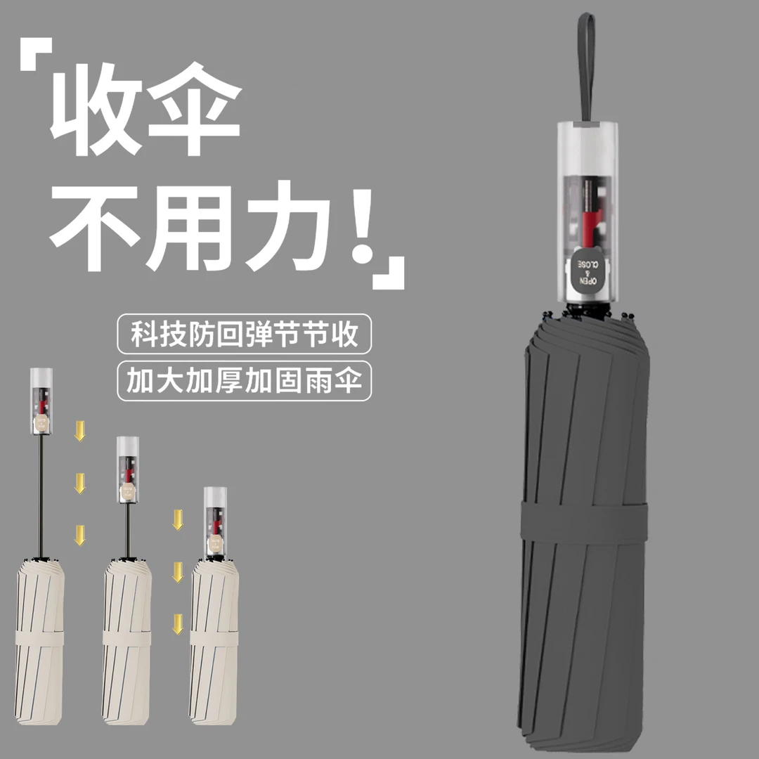 【全自动节节收风暴伞】折叠雨伞加大加固加厚晴雨两用抗风暴黑胶伞