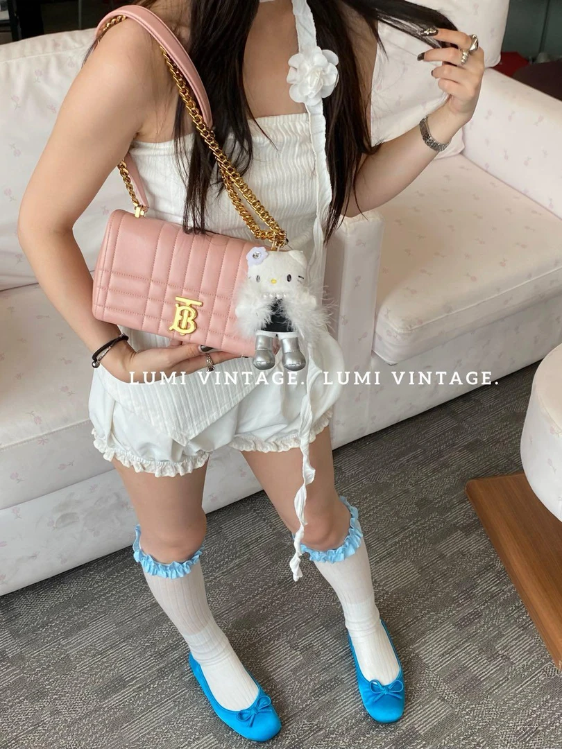 95新 BURBERRY/博柏利 干枯玫瑰分羊皮小号lola单肩包19061742