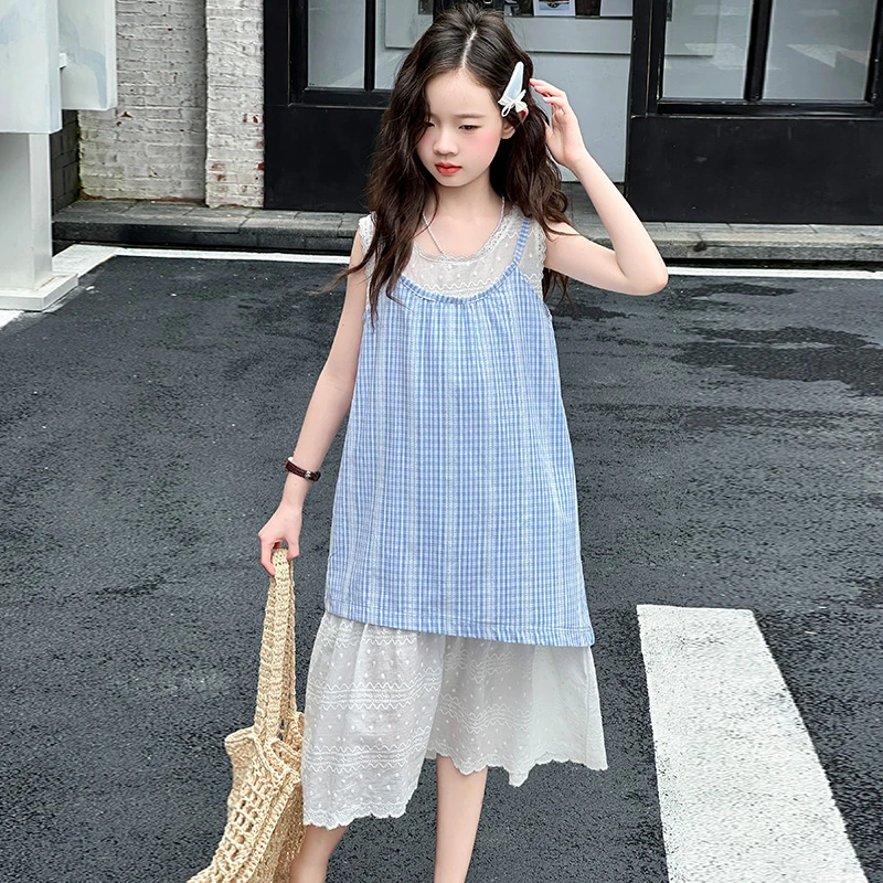 女童连衣裙甜美洋气度假风2025新款小女孩裙子无袖宽松韩版公主裙