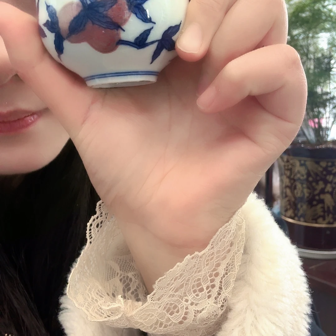 青***哥木墨竹釉里红杯子