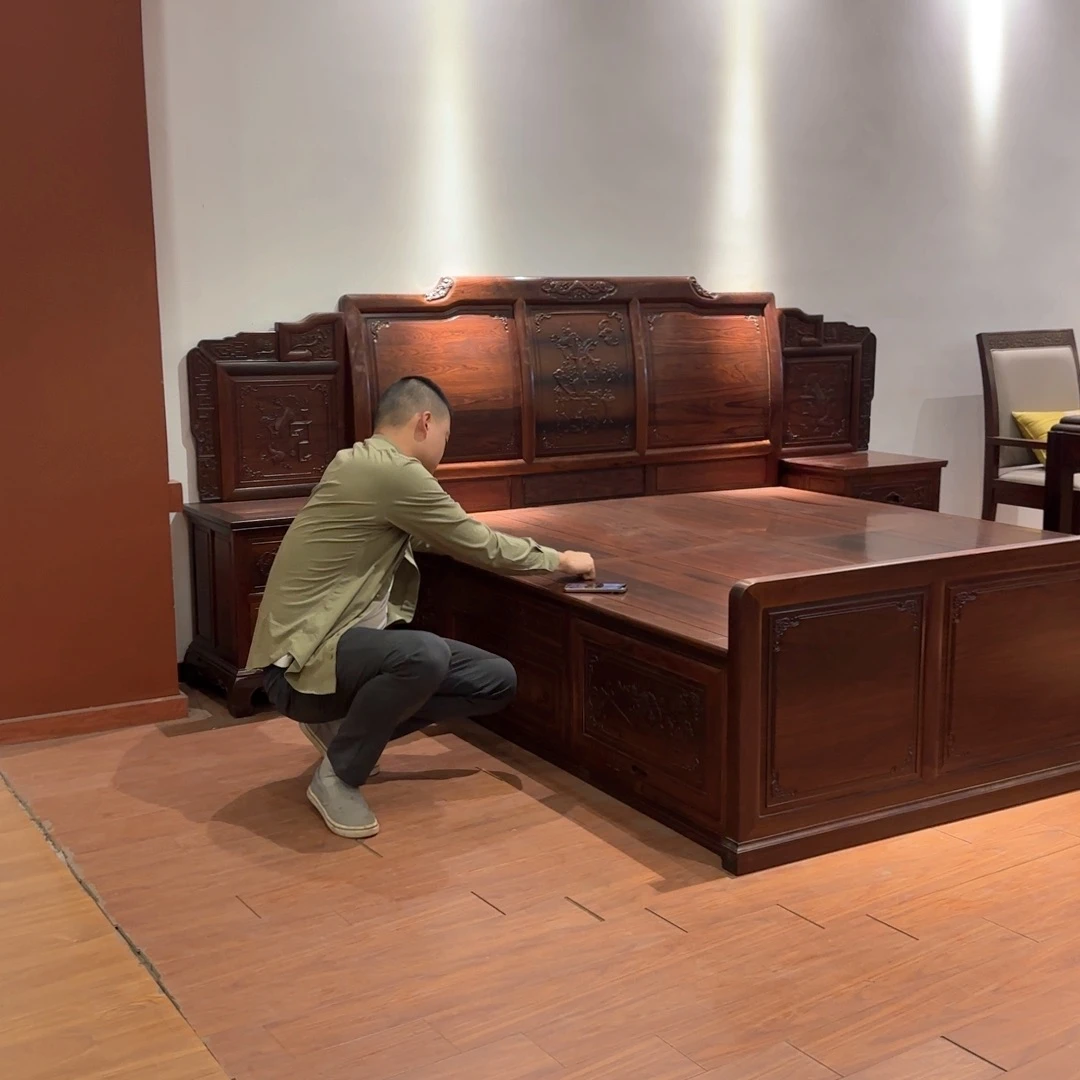 硕***累红酸枝木类储物柜三件套