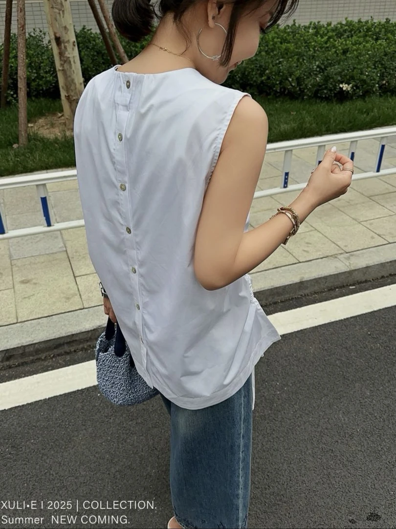 XULI'S EPOCH侧抽绳后系扣无袖上衣·530-2185
