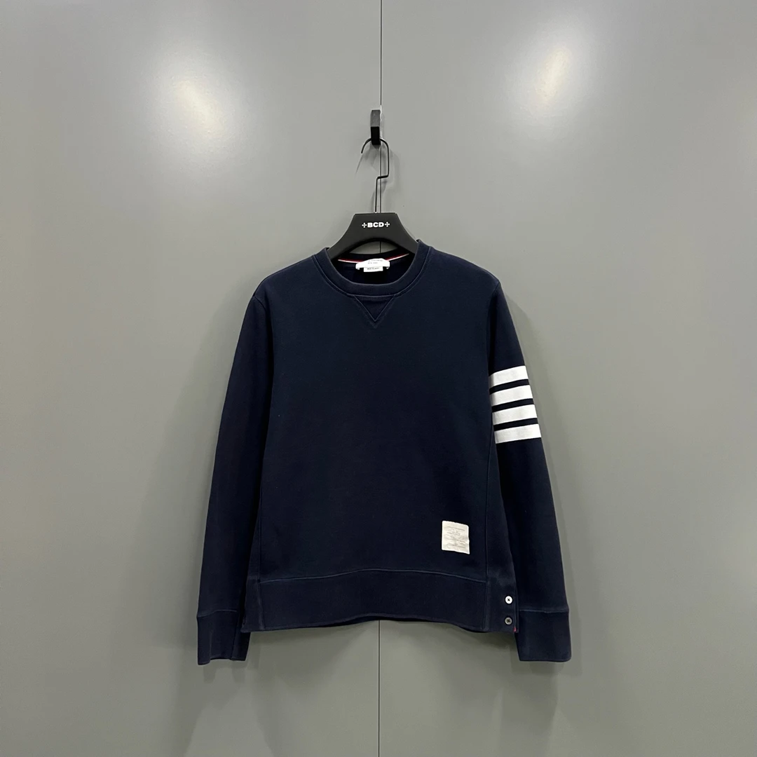 99新 THOMBROWNE h919  TB 藏青色四条纹印花卫衣 4码 205518