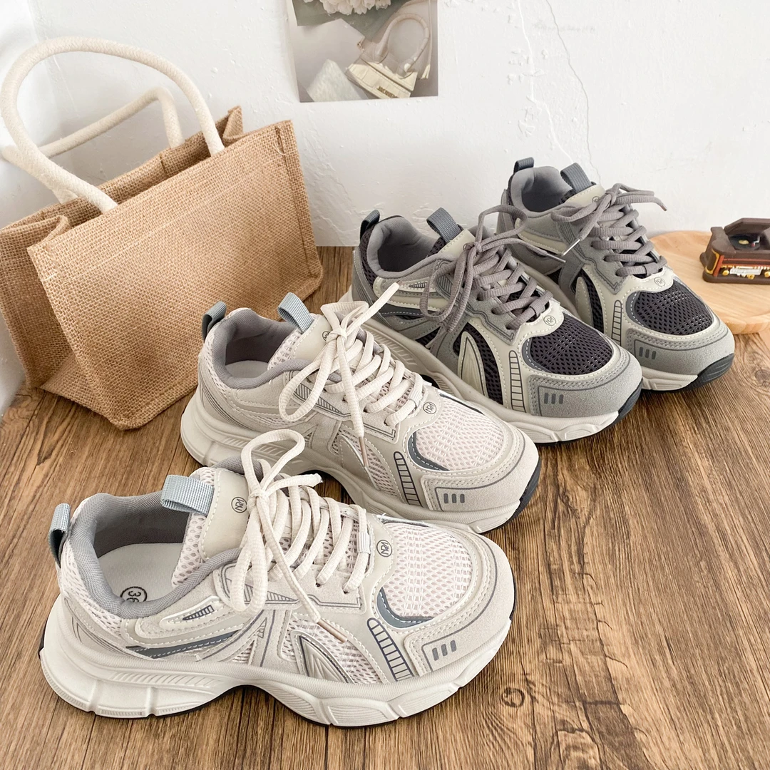 希玥2025年新款老爹鞋女鞋港风增高chic显脚小休闲风运动鞋设计感