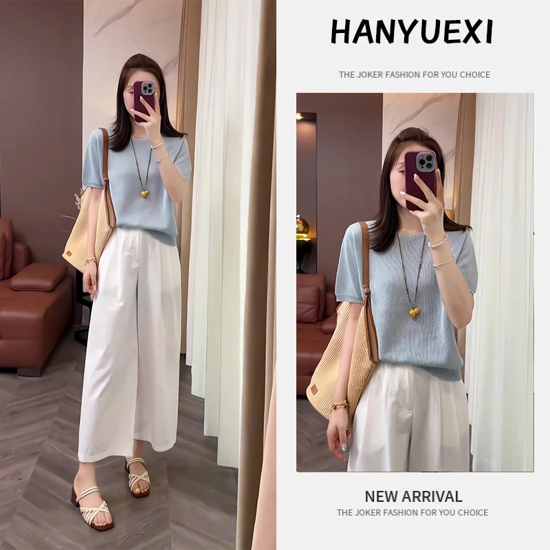 夏季一整套女装2025年新款韩版气质减龄时尚短袖上衣休闲裤两件套