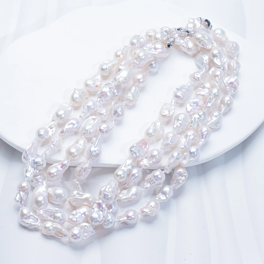 【小小镜子】天然淡水巴洛克白细胞片珍珠简约项链（多样性发货发一）