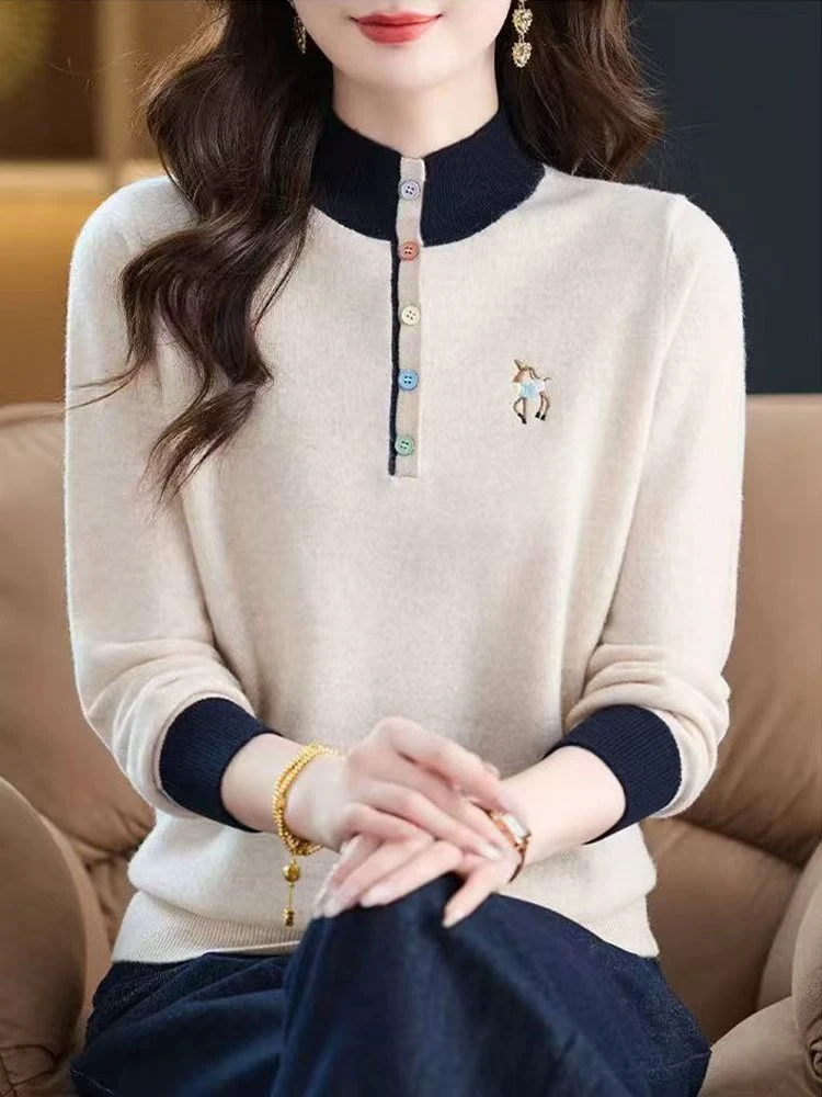 【亚聚甄选】超高品质秋冬水溶羊毛针织衫---0859