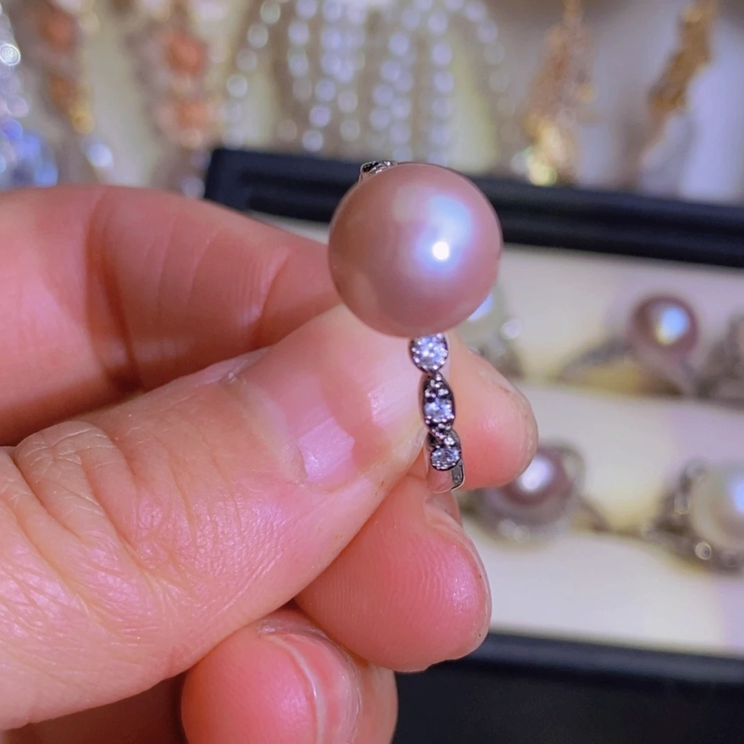 银S925镶嵌天然淡水珍珠淡水珍珠