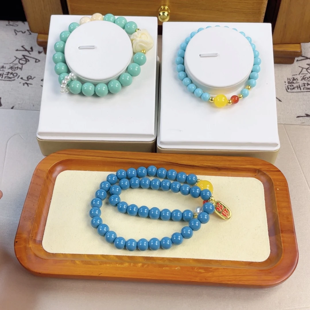 绿松石手链银S925镀金镶嵌