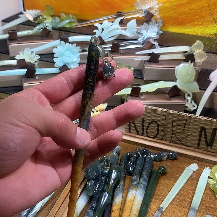 蛇纹石玉合金发饰