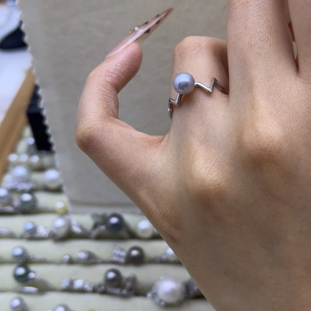 银S925镶嵌戒指海水珍珠