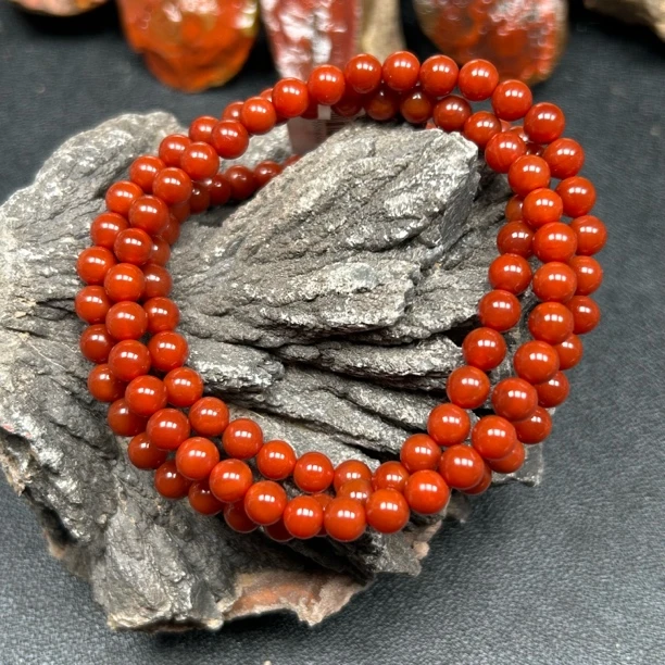 瓦西 6mm牛血红三圈手链