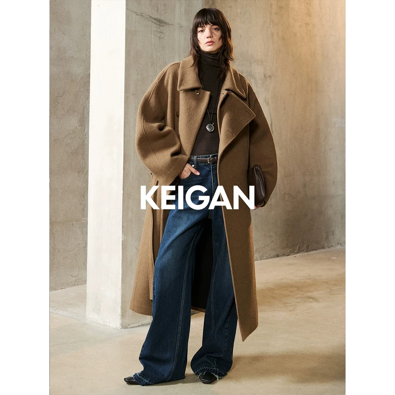 开间黑标/秘鲁INCA原色羊驼 温暖极简松弛廓形多穿领牛角包长大衣