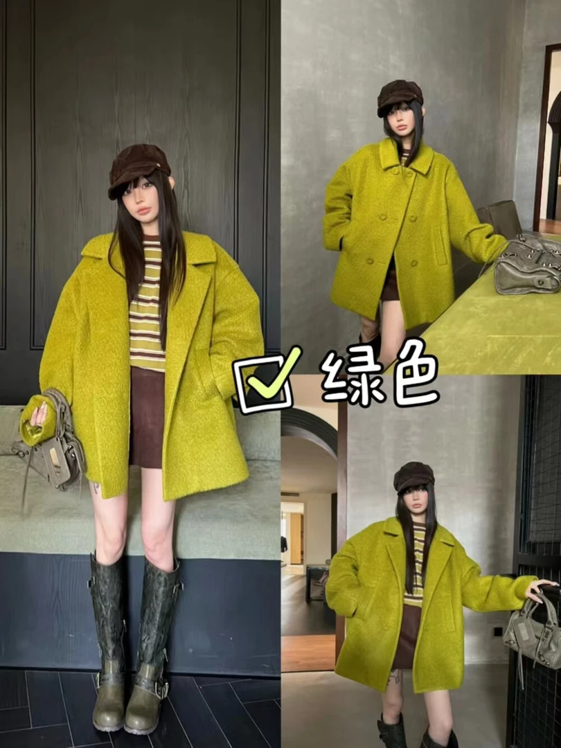 63101中长款秋冬长袖毛呢外套呢子冬季加厚韩版
