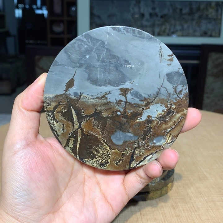 广西国画石摆件，茶杯垫，手把件