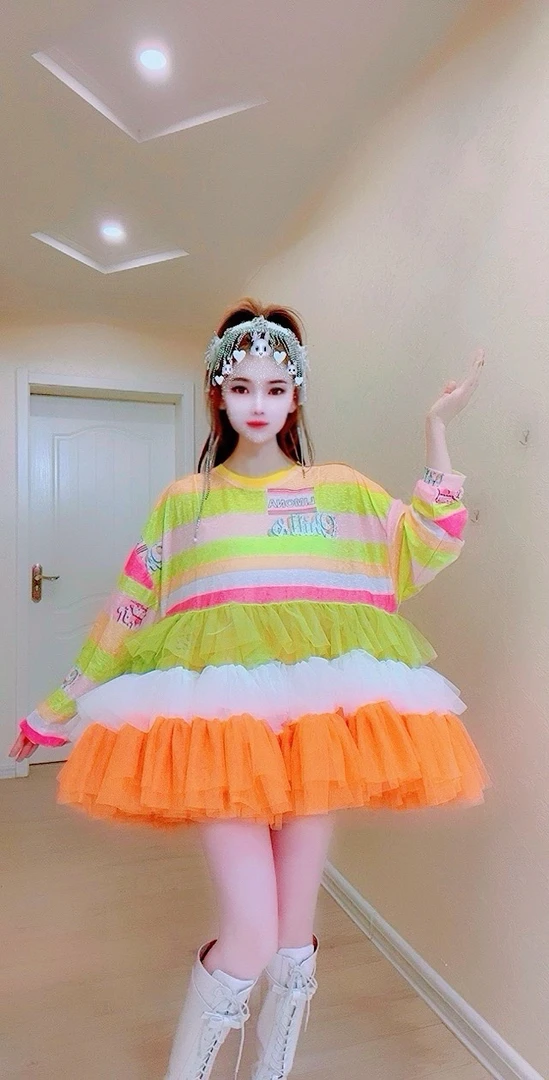 【面条家】5081#高品质纱纱拼接防晒蓬蓬连衣裙