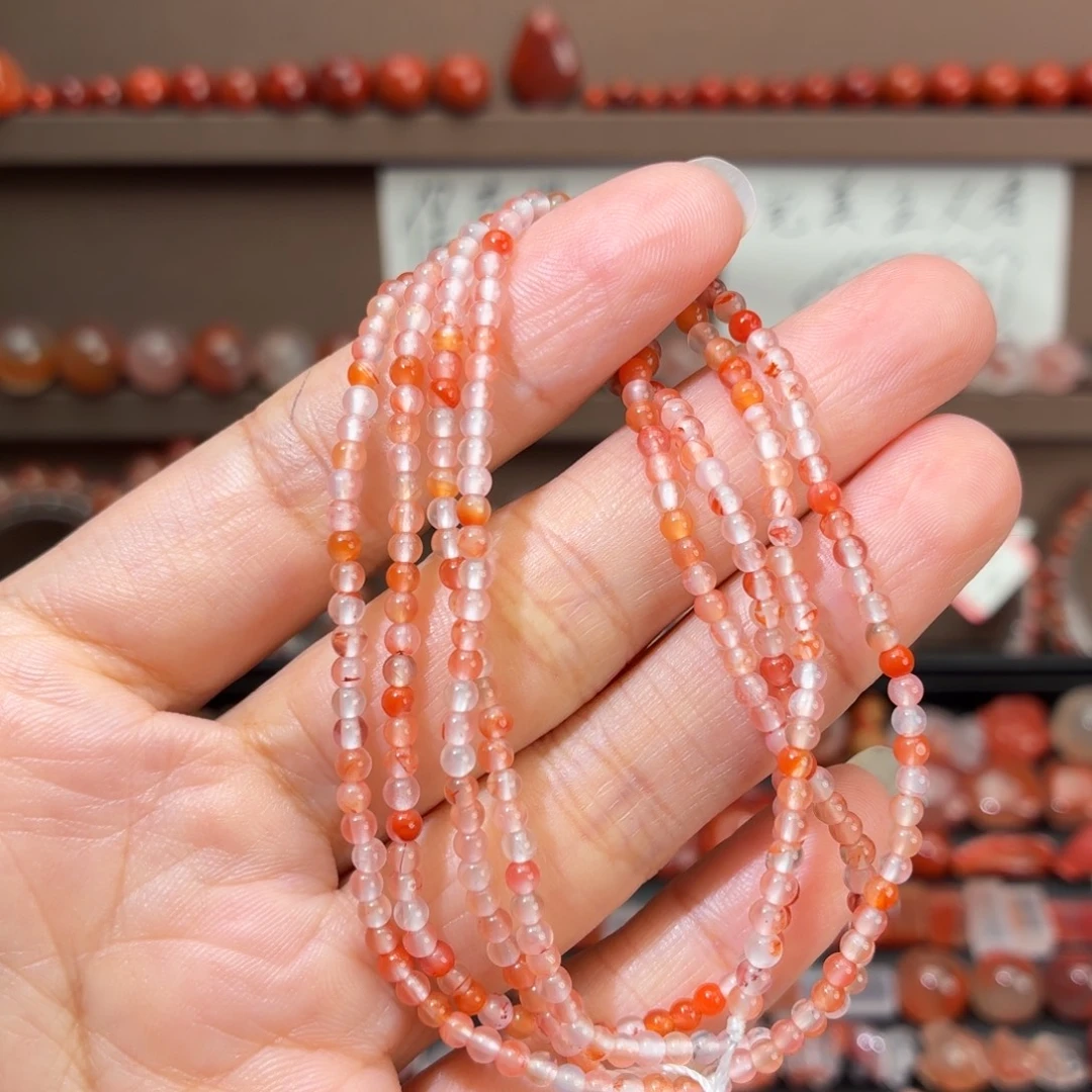 南红玛瑙未镶嵌川料糖果色小米珠多圈2+