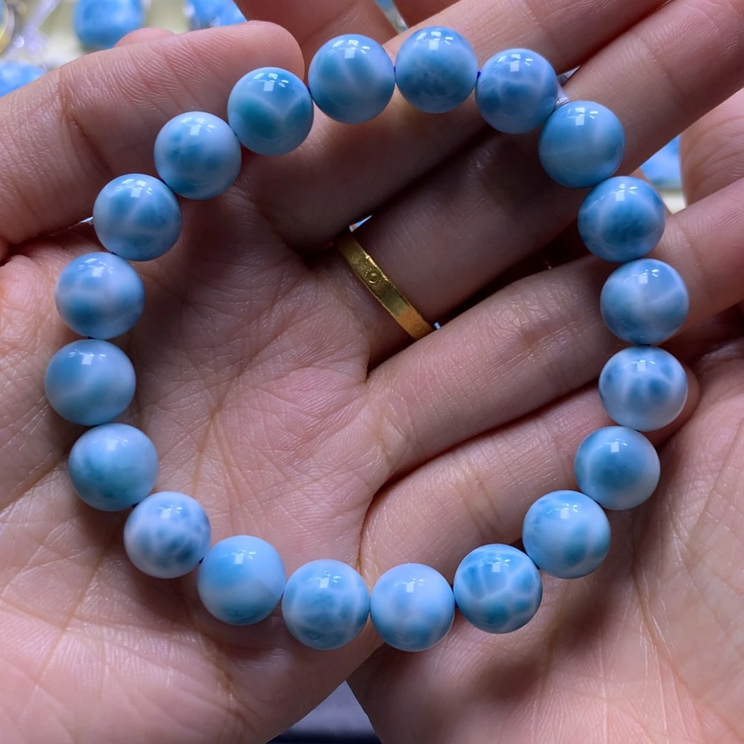 针钠钙石（海纹石）未镶嵌手串10+手串色差略异
