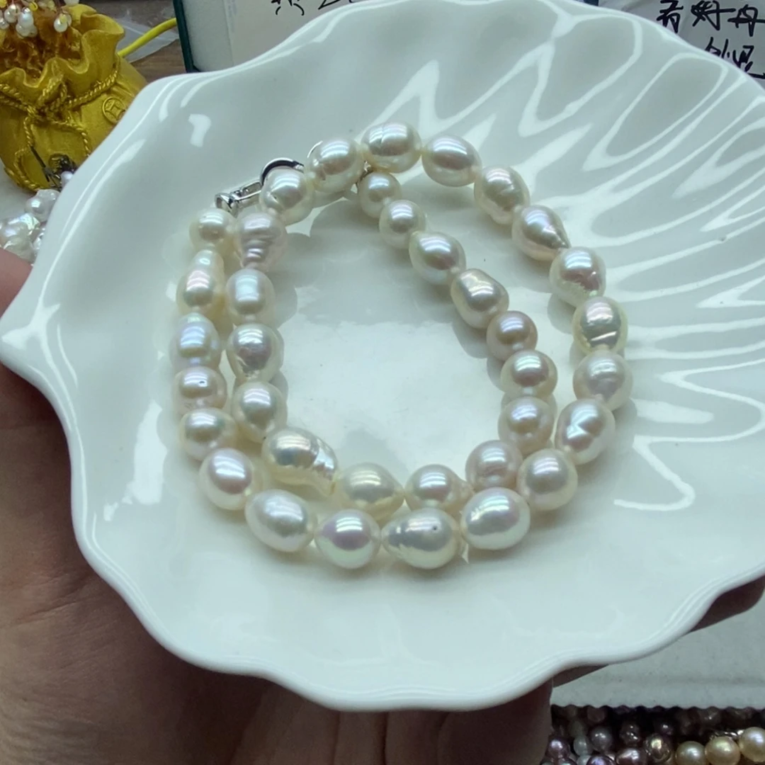 天然淡水珍珠无人工干预银S925镶嵌淡水珍珠10