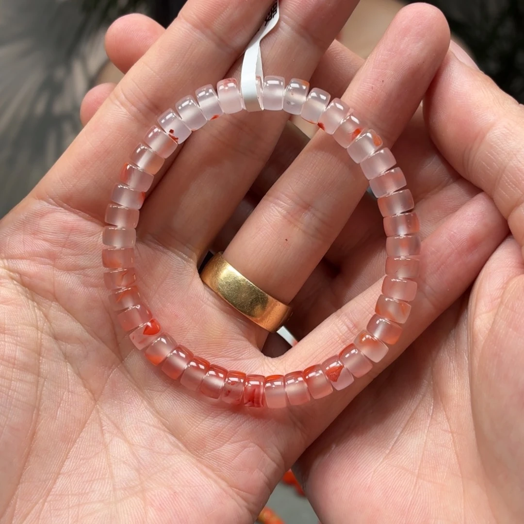 南红玛瑙未镶嵌手串原矿保山南红冰飘直切手串卡6.9