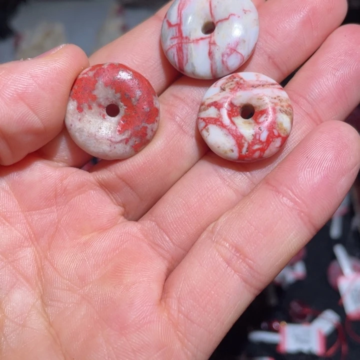 天然辰砂平安扣三个