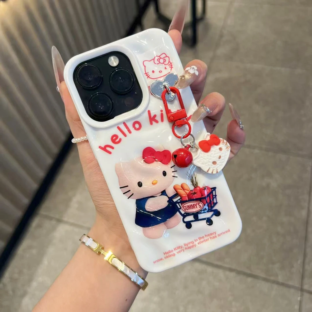 奥菲顿趣味kt铃铛挂件适用苹果iPhone17/16pro褶皱手机壳15/14/13